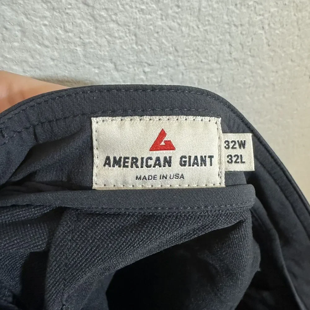 American Giant Brigade Pants Mens 32x32‎ Black Stretch Chino USA Nylon Spandex